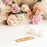 Clear and Gold Mirror Table Number Signs